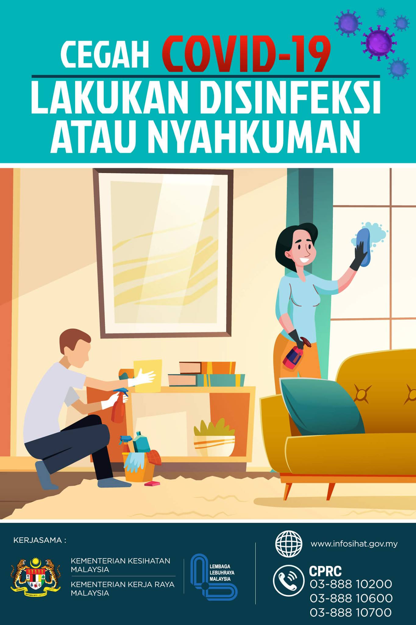 lakukan disinfeksi dan nyahkuman